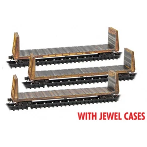 N MICRO TRAINS 983 05 049 UP Union Pacific weathered 61' Bulkhead Flat Cars - Imagen 1 de 7