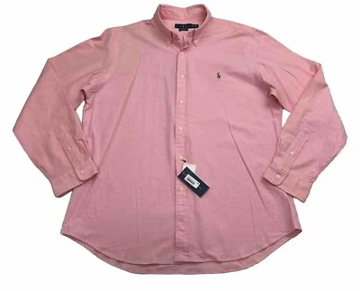 NUEVO CON ETIQUETAS Ralph Lauren Camisa Oxford Calce Ajustado Elastizada Rosa Con Botones Para Hombres 2XL Foto 1 de 4