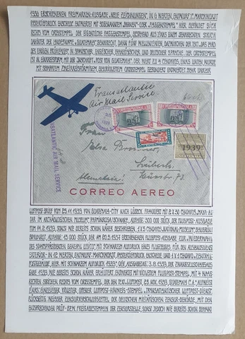 Guatemala: Transatlantic Air Mail Service to Lubeck CENSORED #9086 Cover