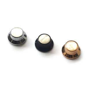 STRATOCASTER STRAT botones giratorios metal nácar incrustaciones - cromo, negro, cinta dorada - Imagen 1 de 21