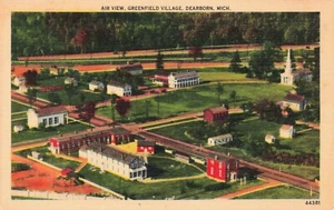 Air View Greenfield Village, Dearborn, Michigan Vintage PC - Picture 1 of 2