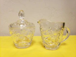 Vintage Anchor Hocking Star of David Creamer and Sugar Bowl with Cover - Picture 1 of 7