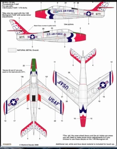 Warbird 1/72 Thunderbirds F-84F Thunderstreak Aufkleber 72045 x - Bild 1 von 2