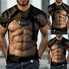 Men's Fitness Gym Tees Strong Muscle Tattoo Print Short Sleeve T Shirt