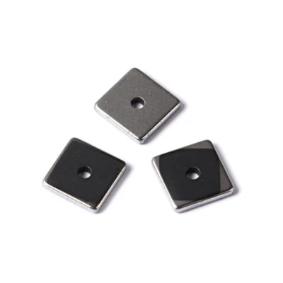 50PC Electroplate Non-magnetic Hematite Stone Beads Flat Square Loose Spacer 6mm - Image 1 of 2