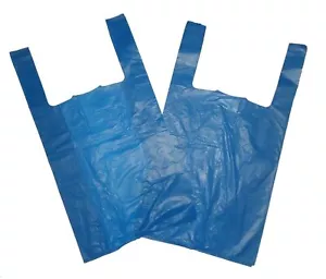 100 x Reusable Plastic Vest Carrier Bags White Blue Black & Green for Grocery - Picture 1 of 21
