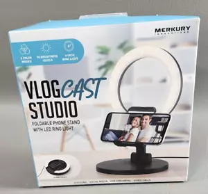 Merkury Vlog Cast Studio Kit - Foldable Phone Stand w/LED Ring Light -NEW Sealed - Picture 1 of 7