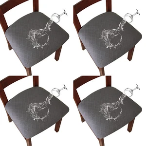 4pcs Waterproof Seat Covers for Dining Room,Stretch Chair Covers Removable - Picture 1 of 30