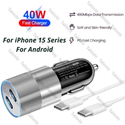 For iPhone 15 iPad Pro Android 40W USB Type C Fast Charger PD Cord Power Adapter - Image 1 of 4