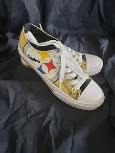 NFL Pittsburgh Steeler, Womens Size 8, Glitter Low Top Canvas Sneaker Shoe, FOCO - Picture 1 of 6