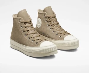 CONVERSE Women's Chuck Taylor All Star Lift Platform Suede High-Top Shoes Beige - Picture 1 of 10