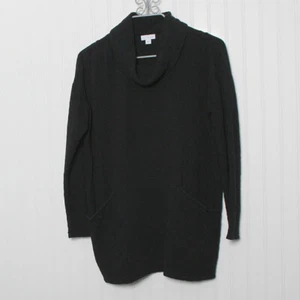 J Jill Pure Jill Black Long Sleeve Cowl Neck Pockets Cotton Long Tunic Top Small - Picture 1 of 9