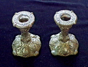 Vintage Ornate Made in Japan Set of Silver Plated Weighted Candle Holders - Picture 1 of 16