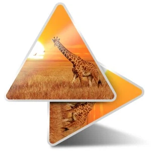 2 x Triangle Stickers  7.5cm - African Giraffe at Sunset Landscape  #21594 - Afbeelding 1 van 9