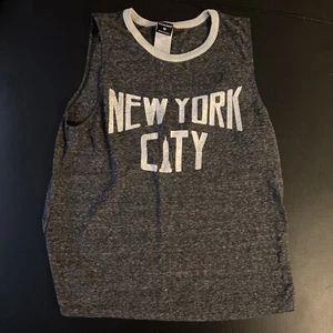 NYC New York City sleeveless T shirt kids M grey white empire state 6 - Picture 1 of 3