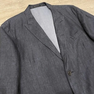 Mango Man Linen Blazer Navy Blue Men 46 Tailored Slim Fit Classy Preppy - Picture 1 of 13