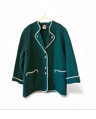 Chaqueta Suéter Elegance Seiler Vintage Lana Verde con Botones Plateados Ornamentados Foto 1 de 4