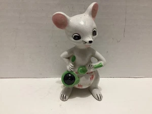 Vintage grüner Topf & Löffel Kochen Maus Salzstreuer - Bild 1 von 6