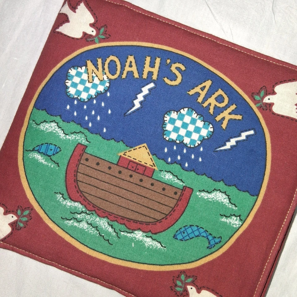 Edredón artesanal panel libro cuentos tela arca de Noé vintage decoración Foto 1 de 4