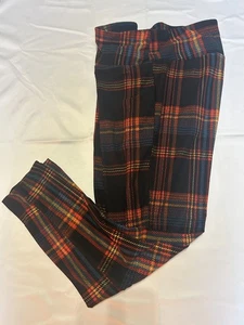 Terra & Sky Damen Leggings weich schwarz, orange, blau gelb kariert Größe 1X - Bild 1 von 8