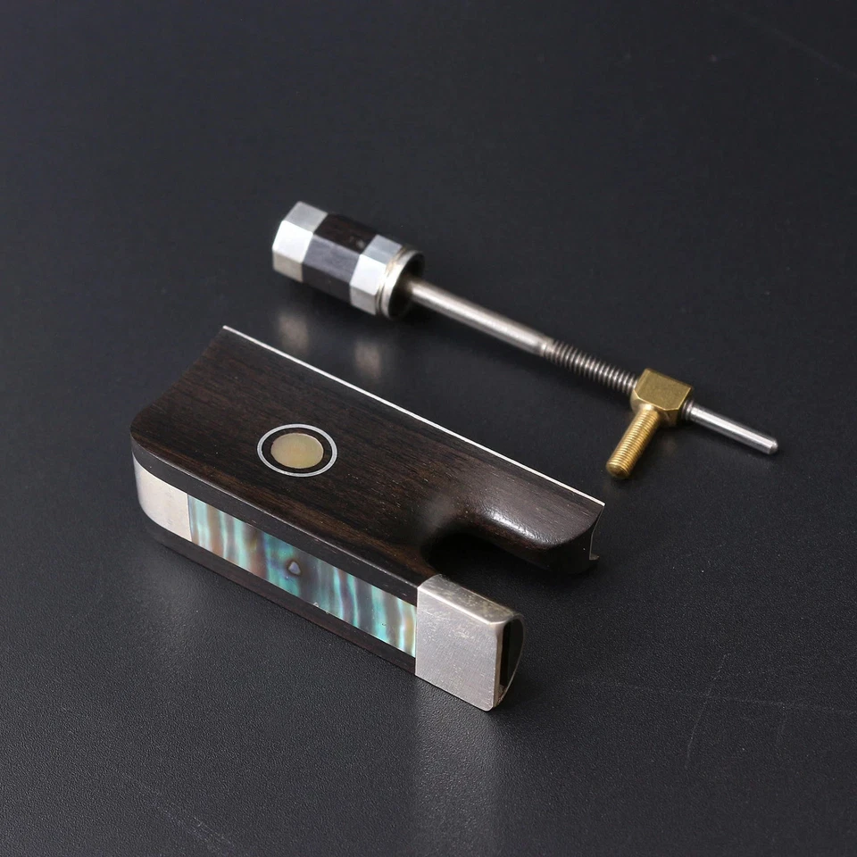 4/4 Full Size Cello Bow Frog Pure Silver Ebony Wood Cello parts Durable - Image 1 of 1