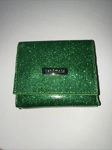 Handgefertigte grüne Glitzer Geldbörse PVC über Stoff dreifach faltbar - Bild 1 von 5