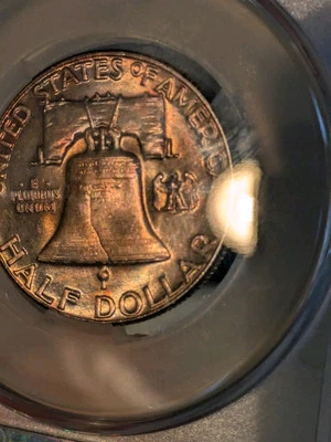 1955 PCGS MS65 CAC original Mint Set Rainbow Toning - Image 1 of 4