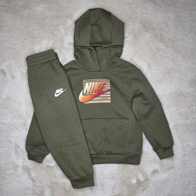 Nike Long Sleeve Hoodie & Jogger 2 Piece Set Olive Green Size 4 Little Boys NWT - Image 1 of 4