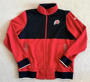 Utah Utes Jacket Mens Large Red Black Under Armour ColdGear Full Zip NCAA - Picture 1 of 12