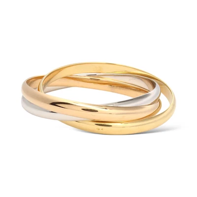 Brazalete CARTIER Rolling Trinity Vintage Extra Grande Oro Tricolor 18K 7,75 Pulgadas Foto 1 de 4
