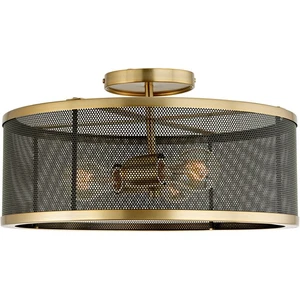 JVI Designs 3071-10 Wellington Semi-Flush Mount Satin Brass and Black - Picture 1 of 1
