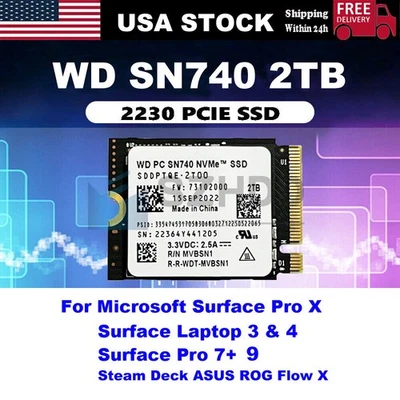 WD 2TB M.2 2230 SSD NVMe PCIe4x4 PC SN740 For Steam Deck ASUS ROG Dell Laptop - Image 1 of 4