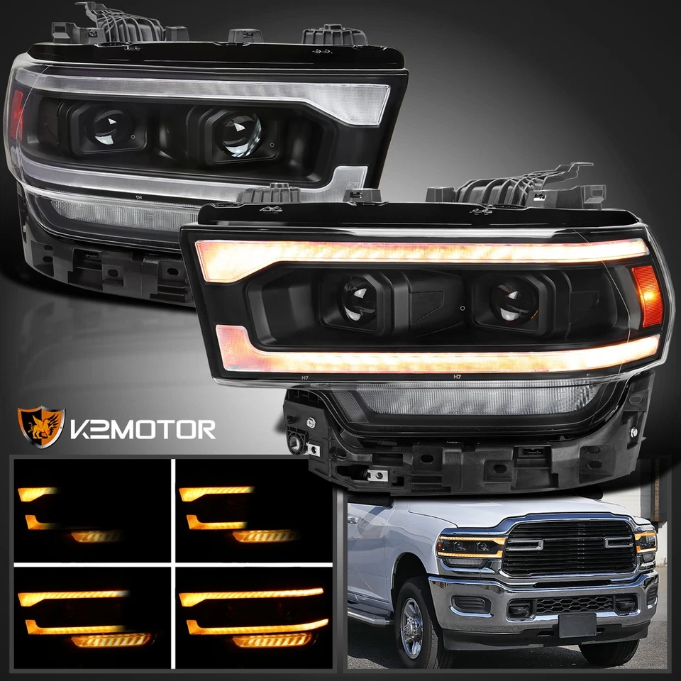 Amber LED Lamps Fits 2019-2024 Dodge Ram 2500 Switchback Projector Headlights Foto 1 de 4