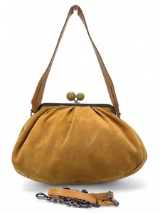 MAXMARA WEEKEND PASTICCINO 2 Way Gamaguchi Shoulder Bag Chain Shoulder Suede - Picture 1 of 6