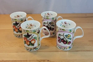 4 Roy Kirkham Prunus Mugs Cherries Peaches Fine Bone China Made In England - Picture 1 of 10