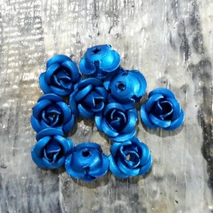 Aluminium, Frosted 3 Petal Flower Bead, 6x4.5mm, 50pce, Dodger Blue - Picture 1 of 2