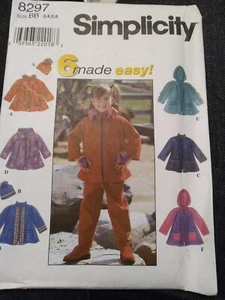 NEW UNCUT - Simplicity #8297 girl's jacket & hat pattern size BB 3,4,5,6 - Picture 1 of 1