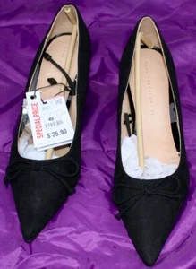 ZARA TRAFALUC MUJER GAMUZA NEGRO ZAPATOS DE SALÓN TACONES TALLA 39 US 8/EU 38.5/UK6/AU8 - Imagen 1 de 4