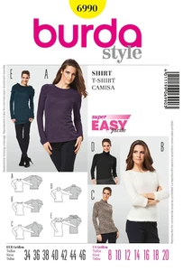 Burda Style Sewing Pattern 6990 Misses' Fitted Shirt Size 8-20 UNCUT - Picture 1 of 4