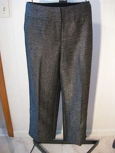 MISSES BLACK METALLIC HERRINGBONE PANTS DESIGNER TALBOTS COLLECTION 12 $199 - Picture 1 of 2
