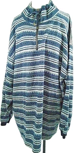 Denim Express Herren 1/4 Zip Pullover Acryl Sweater Blau Tribal Streifen Gr. 2X - Bild 1 von 10