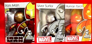 Mighty Muggs IRON MAN SDCC + SILVER SURFER + HUMAN TORCH Figure Lot of 3 Hasbro - Picture 1 of 11