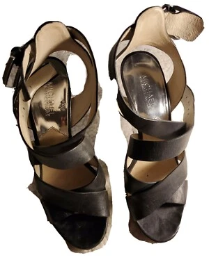 Michael Kors Women's Acrylic Clear Wedge Black Leather Shoes Size 9 - Image 1 of 4