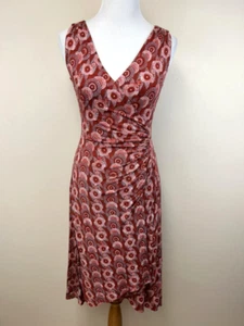 Maeve Anthropologie XS Yvette Faux Wrap Ruched Dress Rust Floral - Picture 1 of 4