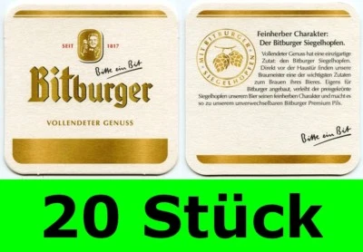 20 Stück Bierdeckel Bitburger Brauerei Bitburg Design A Bar Theke Tresen Party - Bild 1 von 3