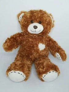 Build A Bear Champ Brown Curly Fur Stitched Heart Patch Plush Stuffed Animal 16" - Picture 1 of 7