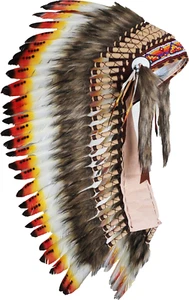 Indianer inspirierter Kopfschmuck - Handarbeit mit echten Federn und Perlen - Bild 1 von 12