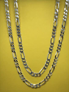 Collar de cadena Figaro de plata esterlina 925 genuino 5 mm para hombre liso todos los tamaños regalo - Imagen 1 de 10
