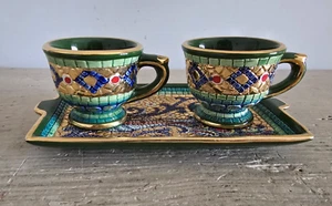 Set di 2 Tazzine da Caffè in Ceramica Mosaico Lavorato a Mano in Oro Zecchino - Imagen 1 de 4