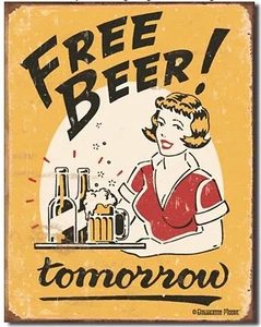 Letrero de lata de metal Moore Free Beer mañana garaje bar hogar decoración de pared #1290 - Imagen 1 de 1
